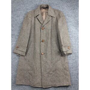Vintage Curlee Clothes Coat Mens Large Houndstooth Wool Blend Button 60s 70s